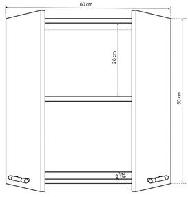 Salandra Elemes konyha kétajtós felsőszekrény sonoma 60 x 60 x 30 cm