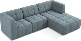 Kék buklé sarokkanapé (jobb oldali-heverő résszel) Aloha – Makamii
