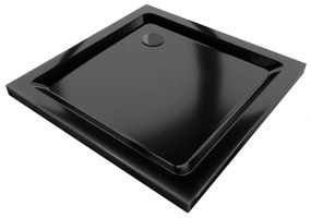 Mexen Flat négyzet alakú slim zuhanytálca 70 x 70 cm, Fekete, szifon Fekete - 40707070B
