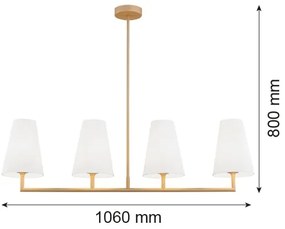 Argon 1828 - Csillár rúdon SAFIANO 4xE27/15W/230V arany
