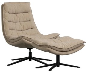 Natúr színű forgó zsenília fotel lábtartóval Kube – WOOOD