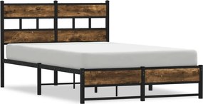 vidaXL füstös tölgy színű fém ágykeret matrac nélkül 120 x 190 cm