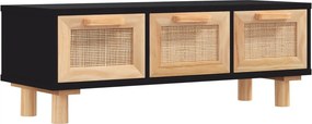 vidaXL fekete szerelt fa és tömör fenyőfa dohányzóasztal 80x40x30 cm
