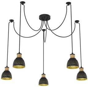 Prezent 27525 - Csillár zsinóron MESCALA 5xE14/40W/230V pók fekete