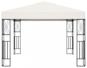 krémszínű szövet pavilon LED fényfüzérrel 3 x 3 m