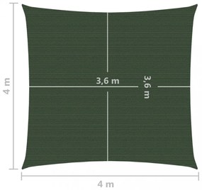 sötétzöld HDPE napvitorla 160 g/m² 4 x 4 m