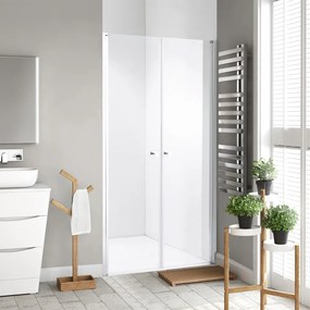 Stuxi Roma 80 cm széles kétszárnyú nyíló zuhanyajtó, 6 mm vízlepergető üveggel, króm profillal, 195 cm magas