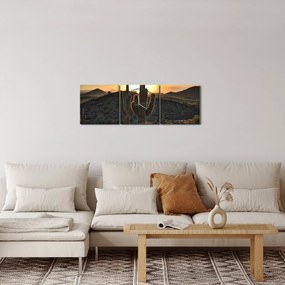 Kép - kaktuszok a napon (órával) (90x30 cm)