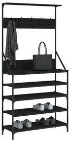 fekete ruhafogas cipőpolccal 90x34x184 cm