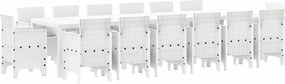 vidaXL Kert étkező szett 15 pcs Fehér Polt rattan