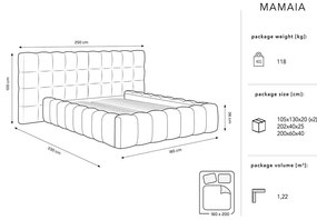 Sötétkék kárpitozott ágyneműtartós franciaágy ágyráccsal 160x200 cm Mamaia – Micadoni Home