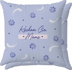 Párnahuzat 40x40 Anyukáknak Ajándék Anyák Napjára Kék Virágok