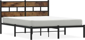 vidaXL füstös tölgy színű fém ágykeret matrac nélkül 160 x 200 cm