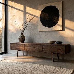 Barna tölgyfa TV-állvány 220x45x45 cm Fawn – Gazzda