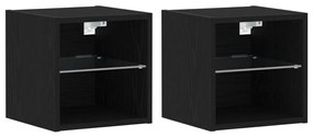 LED TV szekrény 2 db Fekete tölgy 30x28,5x30 cm Mérnöki fa