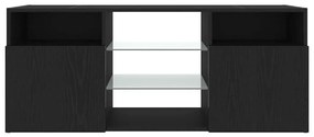 fekete tölgy szerelt fa TV-szekrény LED-ekkel 120x30x50 cm