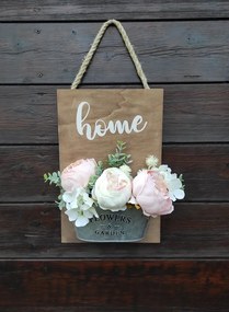 Virágos kaspó ajtódísz - egyedi felirattal (Válassz feliratot: Isten hozott!, Válassz szállítási opciót: Normál szállítást kérek)