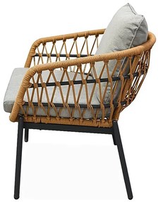 Kerti Ülőgarnitúra, Fém + Polyrattan, Barna. AZ-L1880 NAT