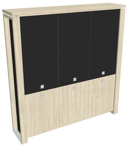 Verno+ S magas szekrény 200 x 46 x 210 cm, kombinált ajtó, akác / fekete