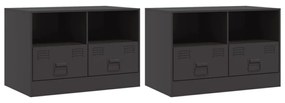 2 db fekete acél TV-szekrény 67 x 39 x 44 cm