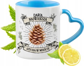 Daria Kék Bögre Szív Alakú Füllel Ajándék Nyomtatott