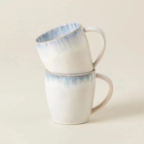 Fehér-világoskék agyagkerámia bögre 440 ml Brisa – Costa Nova