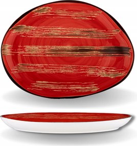Ovális tányér Nagy porcelán piros Wilmax 33x24,5 cm