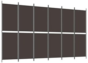6 paneles barna szövet paraván 300x180 cm