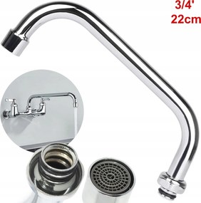 C Csaptelep Kifolyócső 3/4' 22cm konyhai fali mosdó csaptelep