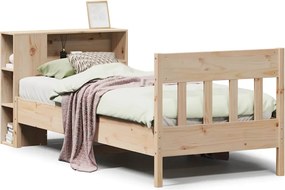 vidaXL tömör fenyőfa könyvespolcos ágy matrac nélkül 75 x 190 cm