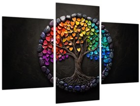 Kép – Fa színes szívekkel (90x60 cm)