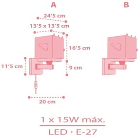 Dalber 64599 - Gyerek fali lámpa LITTLE UNICORN 1xE27/15W/230V