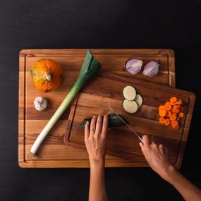 Nagyméretű teakfa vágódeszka 61 x 46 x 3 cm - GAYA Wooden (593731)