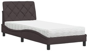 sötétbarna szövet ágy matraccal 90x200 cm