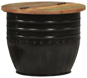 fekete tömör újrahasznosított fa dohányzóasztal 50 x 39,5 cm