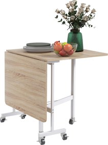 HOMCOM Étkezőasztal, Összecsukható Konyhai Asztal Kerekekkel, Acél Lábakkal, Összecsukható Asztal 4-6 Fő Számára, Étkezőasztal Kis Terekhez, Konyha, É