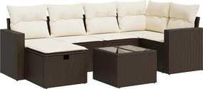 vidaXL 7 részes barna polyrattan kerti ülőgarnitúra párnákkal