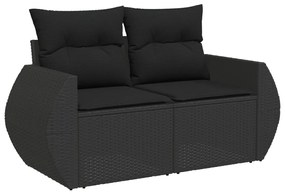 12 darabos kerti kanapészett párnákkal fekete poly rattan akáciával