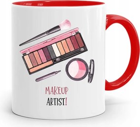 Piros Bögre Kozmetikusnak Make Up Artist nyomott mintával