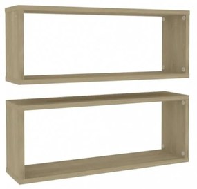 2 db sonoma tölgy szerelt fa négyszögű fali polc 60x15x23 cm