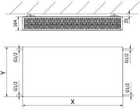 Mexen CF33, lapos radiátor 300 x 400 mm, oldalsó csatlakozás, 496 W, antracit, W433F-030-040-66