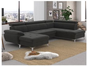 CATANIA U alakú, jobbos, grafit sarok ülőgarnitúra tárolóval, ággyá nyitható