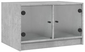 Betonszürke dohányzóasztal üvegajtókkal 68x50x42 cm