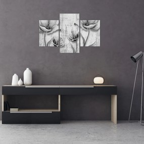 Kép - Fekete-fehér virágok a háttérben (90x60 cm)