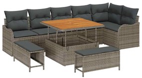 vidaXL Kerti Kanapé Szett párnával tárolóval párnával 9 pcs Szürke
