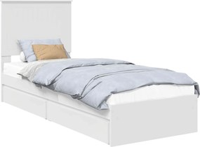 vidaXL Tárolós Ágy fejtámlával fiókkal Fehér 75 x 190 cm Faanyag
