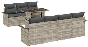 8 Darabos Kerti Kanapékészlet Párnákkal Világosszürke Műrattan