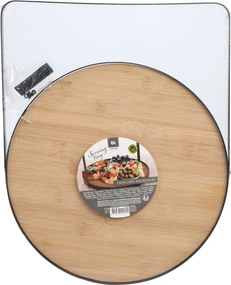 EH Bambusz kerek tálca fém fogantyúval, 35 cm