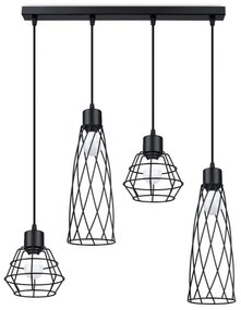 Sollux SL.1167 - Csillár zsinóron SUBA 4xE27/15W/230V fekete