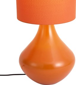 Retro állólámpa narancssárga szövet lámpaernyővel - Mina